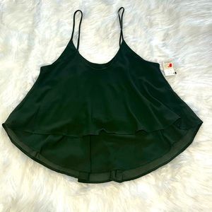 Small Forest Green Hi Low Spaghetti Strap Top NWT